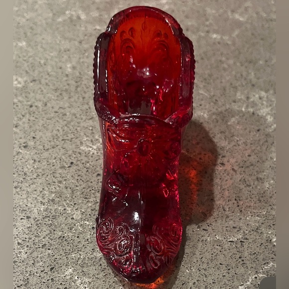 Fenton Ruby Red Glass Slipper - Picture 3 of 8
